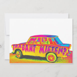 Trabant Car for Rent(Mieten),Rainbow,White Back