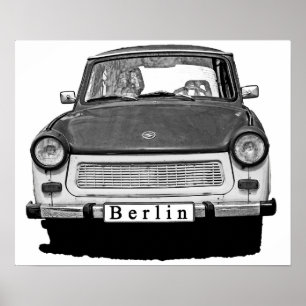 Trabant Car Front, Black and White, Berlin Poster