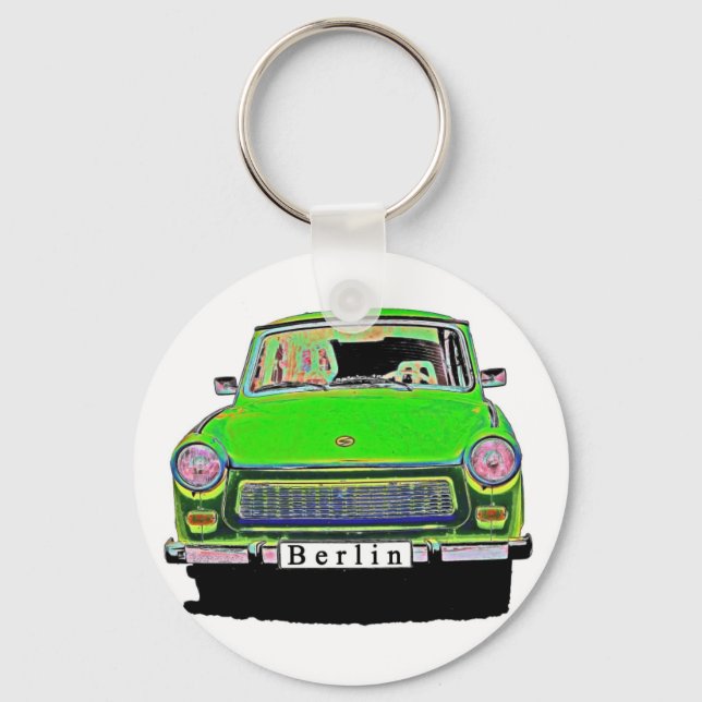 Trabant Car in Green, Berlin Key Ring (Front)