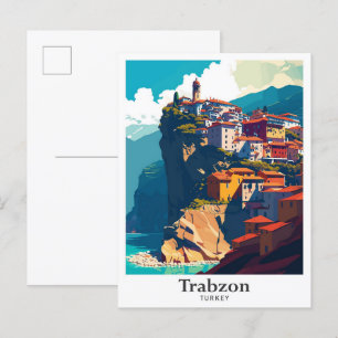 Trabzon Turkey Travel Vintage Illustration Postcard