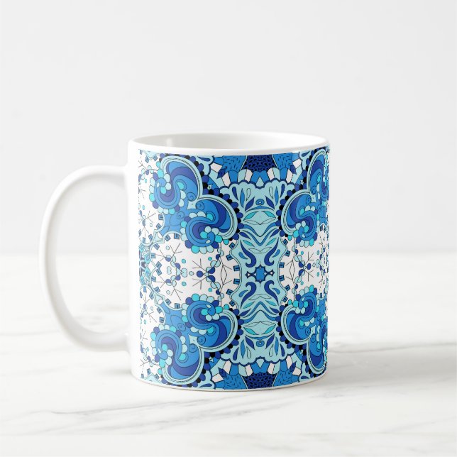 Tracery seamless calming pattern. Mehendi design.  Coffee Mug (Left)
