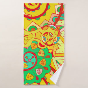 Tracery seamless pattern. Mehndi design. Ethnic co Bath Towel