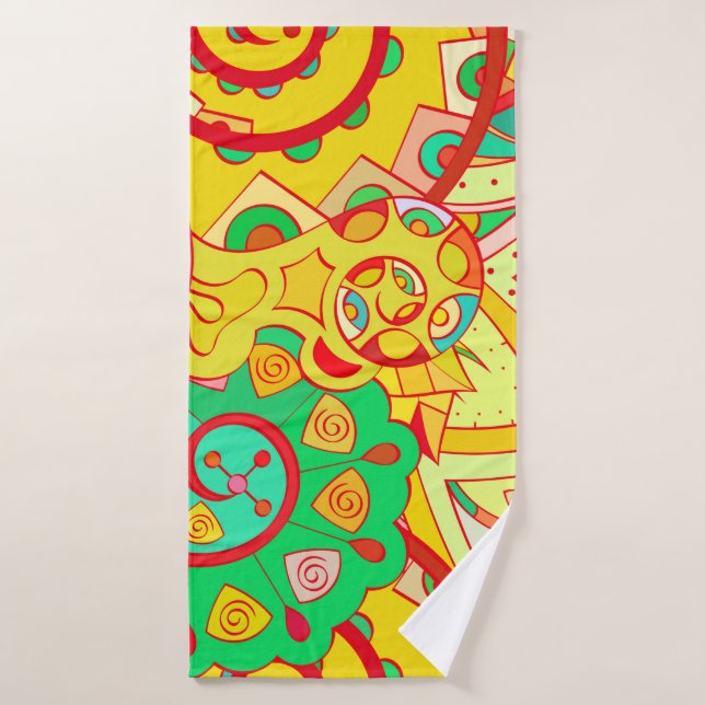 Tracery seamless pattern. Mehndi design. Ethnic co Bath Towel (Bath Towel)