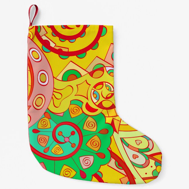 Tracery seamless pattern. Mehndi design. Ethnic co Small Christmas Stocking (Front)