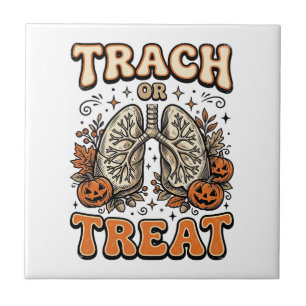 Tracheostomy Halloween Nurse Trick Or Treat Design Ceramic Tile
