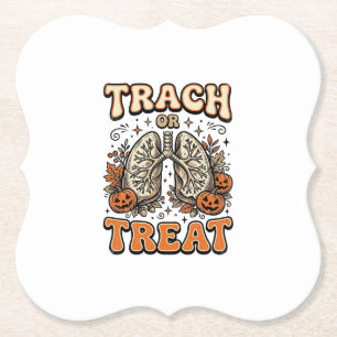 Tracheostomy Halloween Nurse Trick Or Treat Design Paper Coaster
