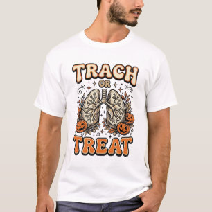 Tracheostomy Halloween Nurse Trick Or Treat Design T-Shirt