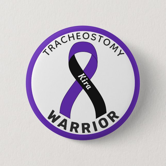 Tracheostomy Warrior Ribbon White Button (Front)