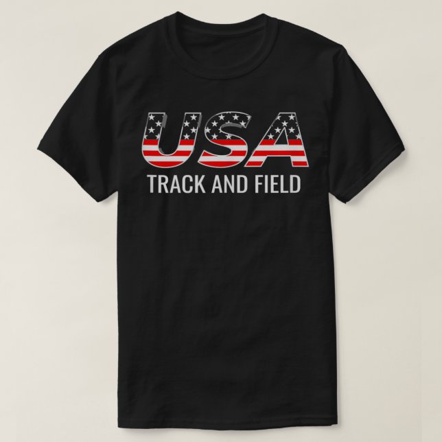 Track and Field American Flag USA July 4th Patriot T-Shirt (Design Front)