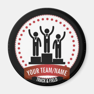 Track and Field black white red name Magnet