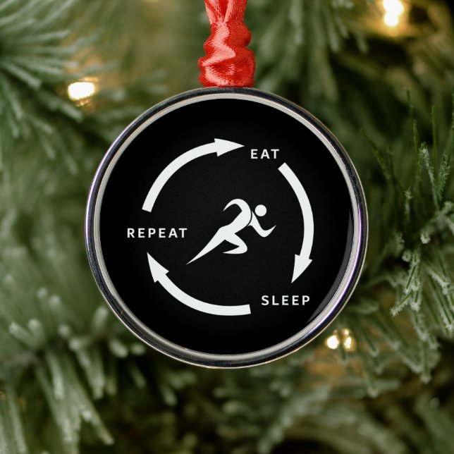Track And Field Eat Sleep Repeat Sports Fan Saying Metal Ornament (Tree)