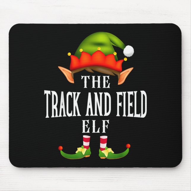 Track And Field Elf Group Funny Christmas Pajama P Mouse Pad (Front)
