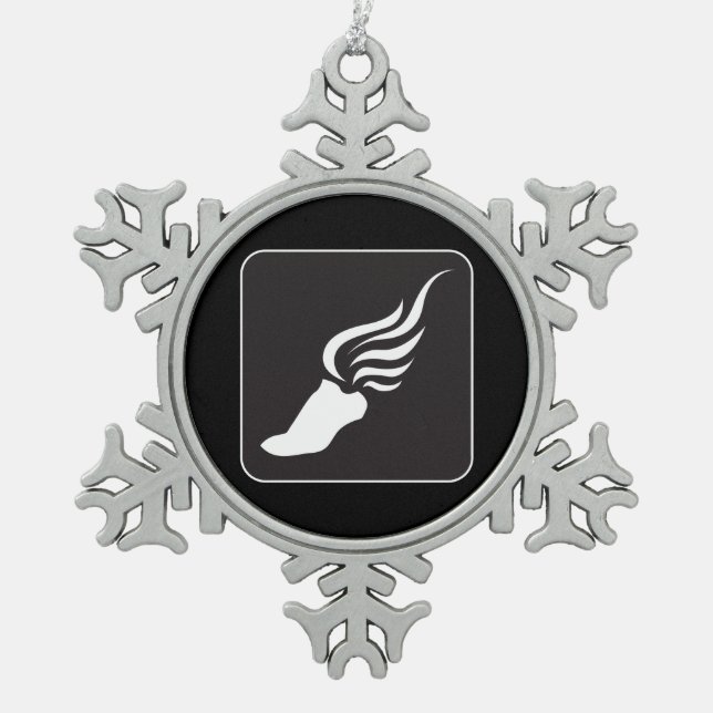 Track and Field Icon Snowflake Pewter Christmas Ornament (Front)