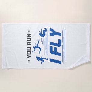 Track and Field Long Jump You Run I Fly Beach Towel