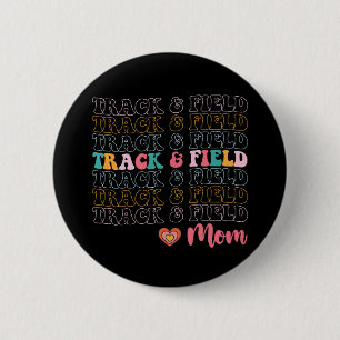 Track And Field Mum Groovy Running Mother’s Day 6 Cm Round Badge