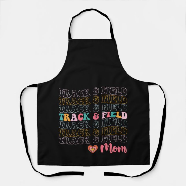 Track And Field Mum Groovy Running Mother’s Day Apron (Front)
