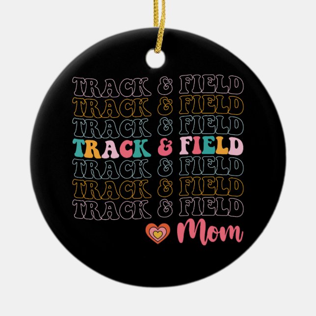 Track And Field Mum Groovy Running Mother’s Day Ceramic Ornament (Front)