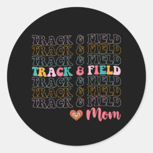 Track And Field Mum Groovy Running Mother’s Day Classic Round Sticker