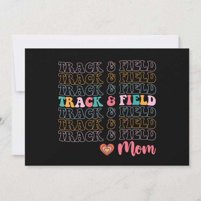 Track And Field Mum Groovy Running Mother’s Day Invitation (Front)
