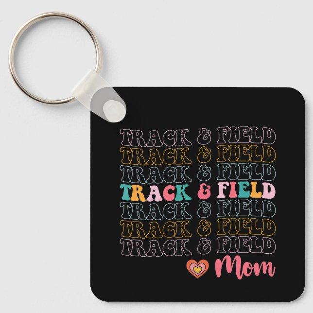 Track And Field Mum Groovy Running Mother’s Day Key Ring (Front)
