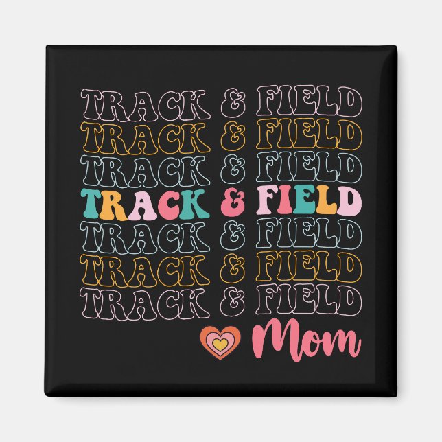 Track And Field Mum Groovy Running Mother’s Day Magnet (Front)
