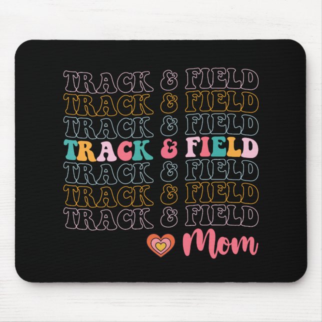 Track And Field Mum Groovy Running Mother’s Day Mouse Pad (Front)