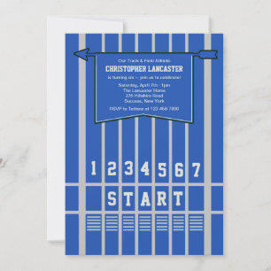 Track and Field Start Line Blue Invitation