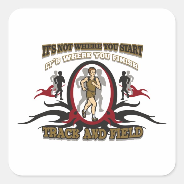Track and Field Start Square Sticker (Front)