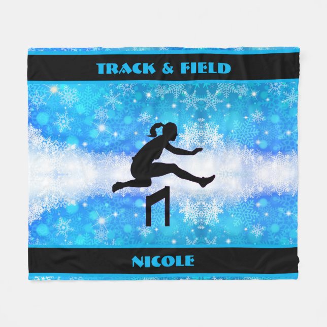 Track and Field Winter Fleece Blanket (Front (Horizontal))
