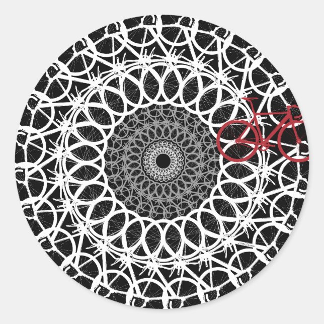 Track Bicycle Mandala Classic Round Sticker (Front)