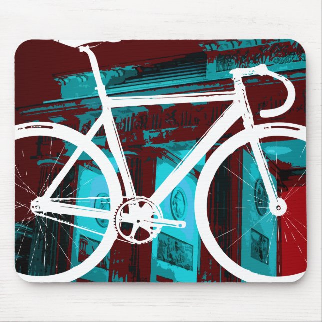 Track Bike Berlin - red blue Mouse Pad (Front)