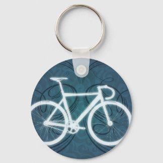 Track Bike - blue tattoo style Key Ring