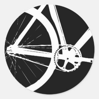 Track Bike white Classic Round Sticker