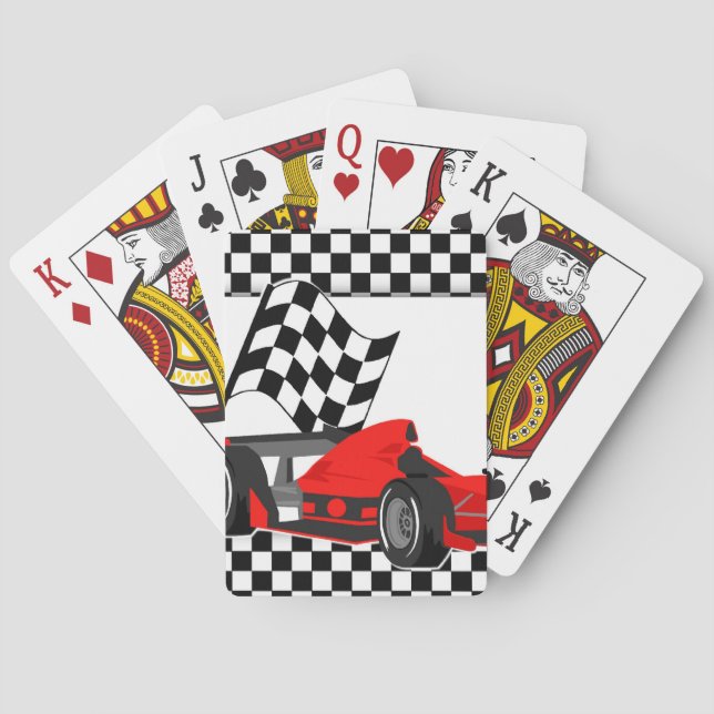 Track Car and Flag Playing Cards-Customisable Playing Cards (Back)