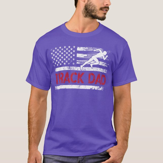 Track Dad Of Arack And Field Athlete US Flagrack F T-Shirt (Front)