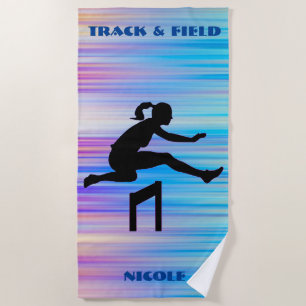 Track & Field Beach Towel w/ Her Name