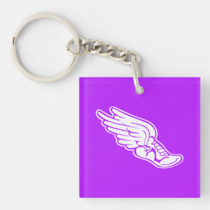 Track Logo Keychain w/name Purple