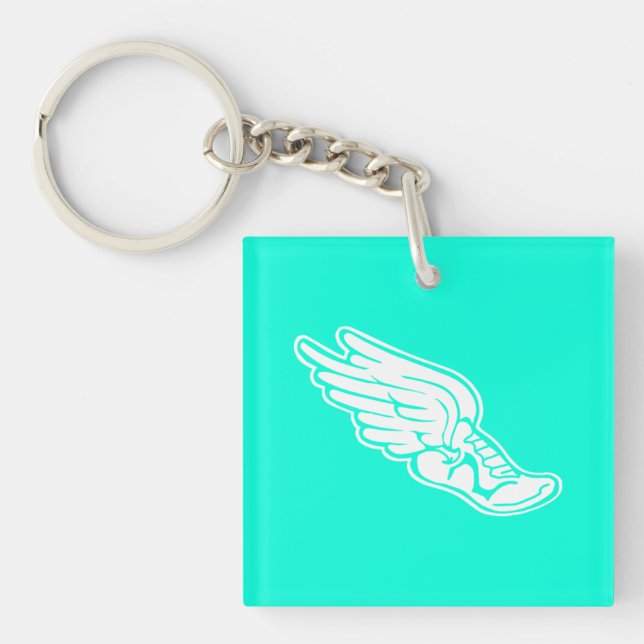 Track Logo Keychain w/name Turquoise (Front)