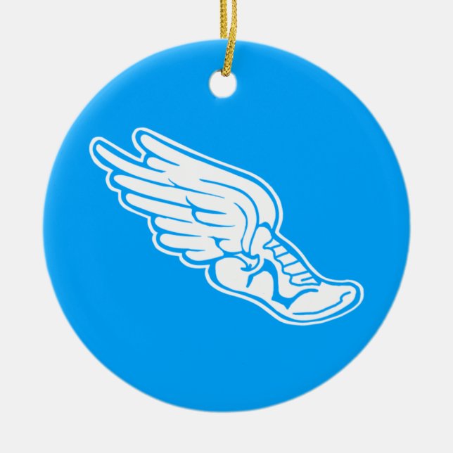 Track Logo Ornament w/name Blue (Front)