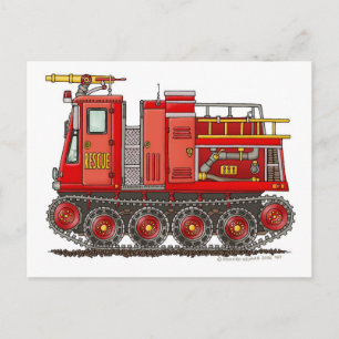 Track Rescue Pumper Fire Truck Firefighter Postcard