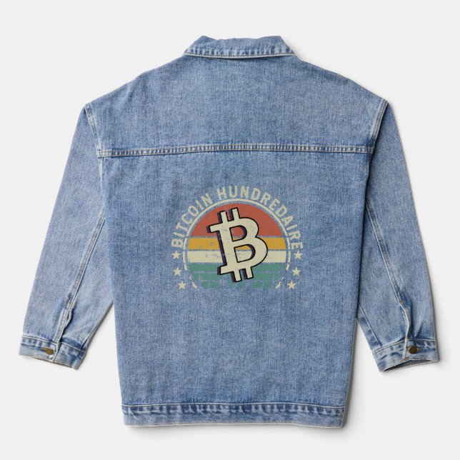 Track the Future with the 'iBit Stock Price' Bitco Denim Jacket (Back)