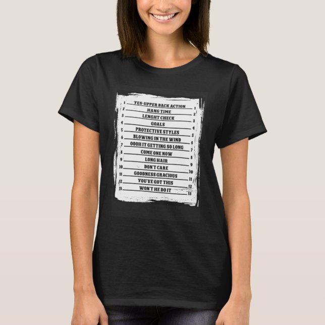 Track Your long Hair Length Check Hair T-Shirt (Front)