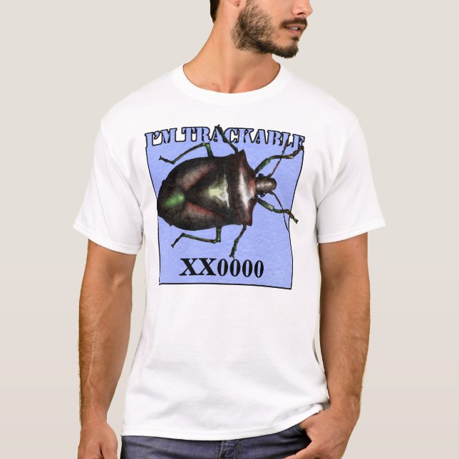 Trackable travel bug shirt (Front)