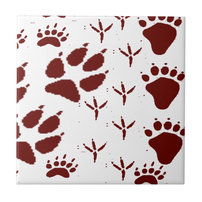 Tracker Animal Footprints Ceramic Tile (Front)