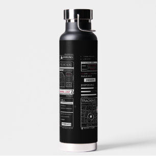 Tracking - Techno-Brutalist Streetwear Design Water Bottle