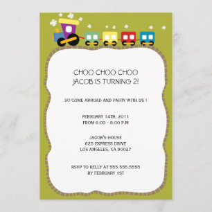 Tracks - Kids birthdayparty invites (green)