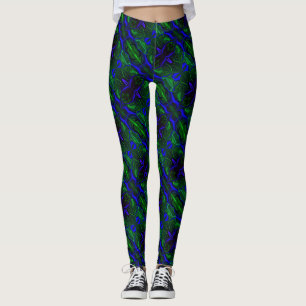 Traços e shapes azul muito escuro e tons verdes leggings