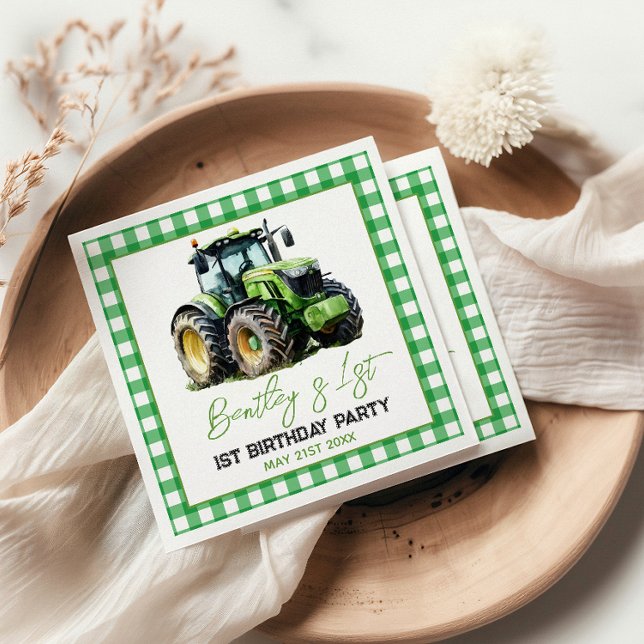Tractor 1st Birthday Party Fun Farm  Napkin (Creator Uploaded)