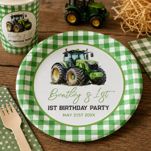 Tractor 1st Birthday Party Fun Farm  Paper Plate