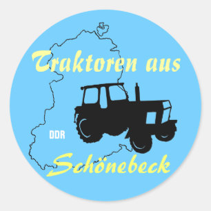 tractor advertising design DDR. Classic Round Sticker